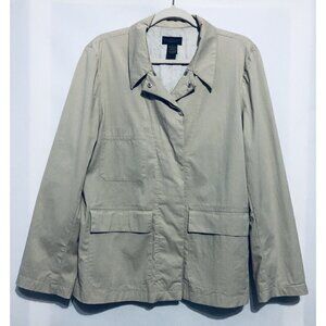 Banana Republic Womens Large Tan Water Resistant Snap Jacket Lagenlook Stretch